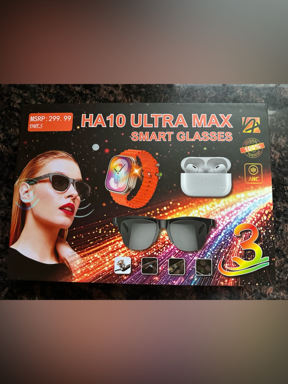 HA10 Ultra Max Smart Glasses, Watch and Earbuds